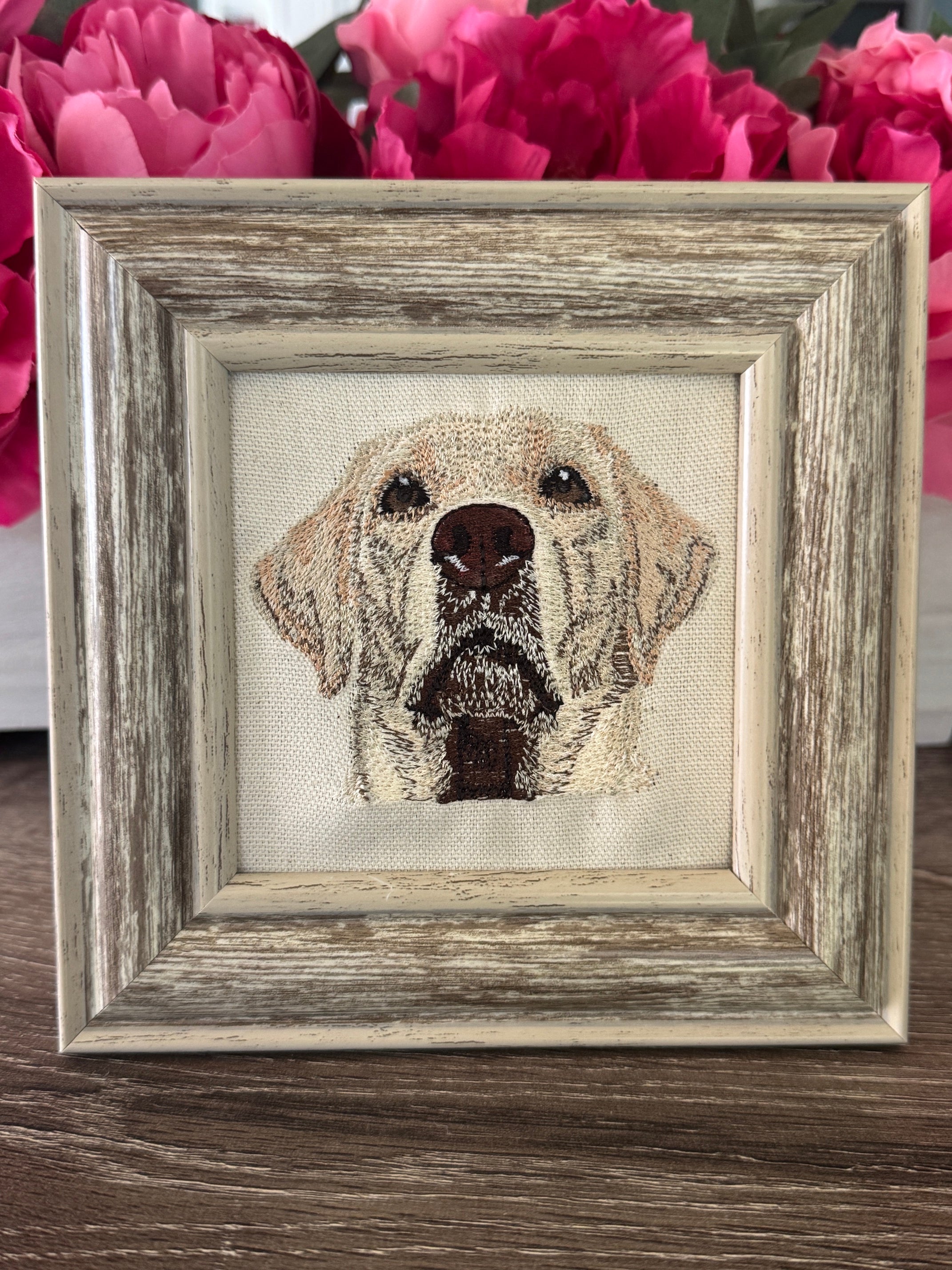 Yellow Labrador Retriever Machine Embroidered Art | Framed Dog Breed Décor