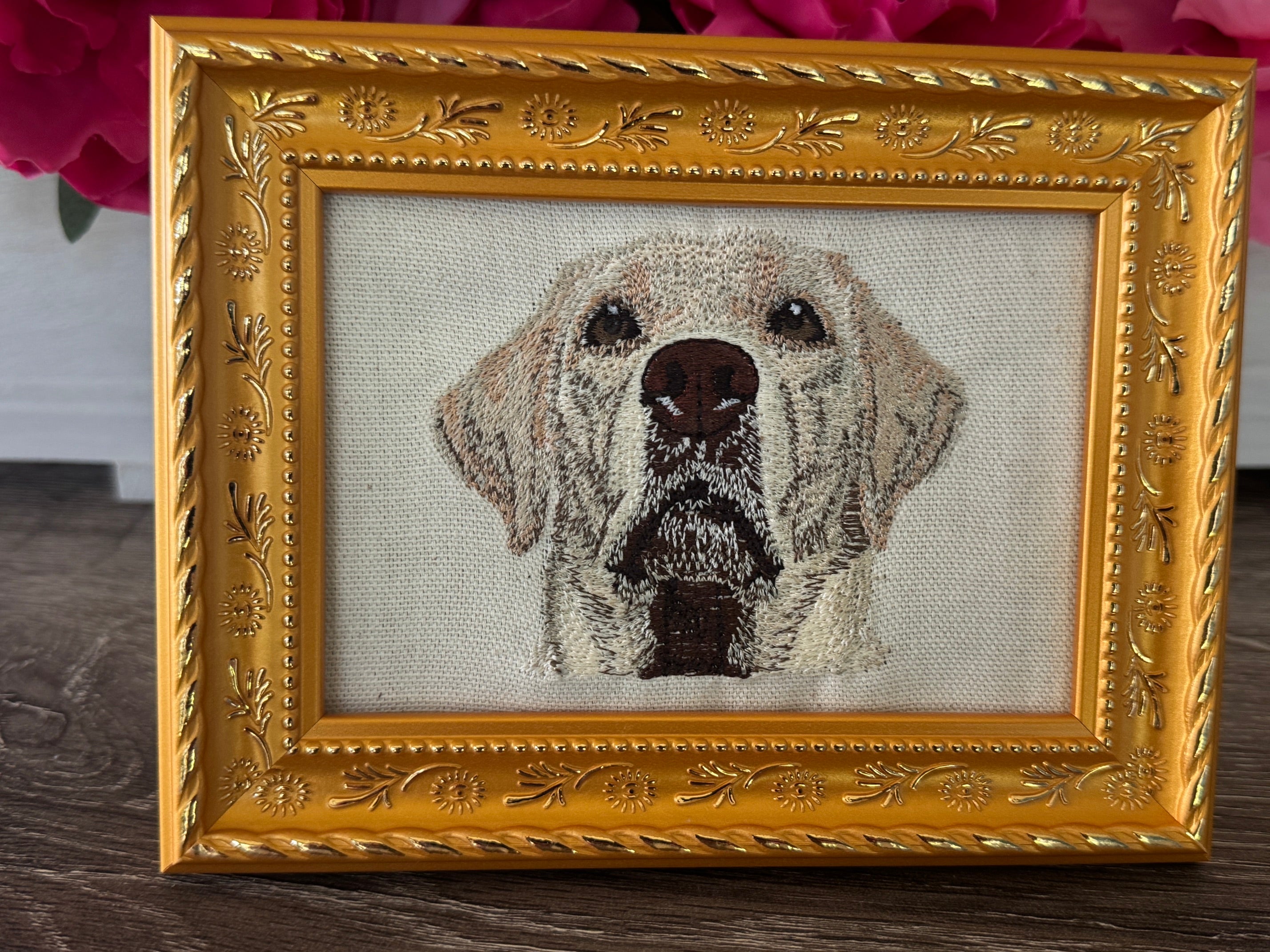 Yellow Labrador Retriever Machine Embroidered Art | Framed Dog Breed Décor