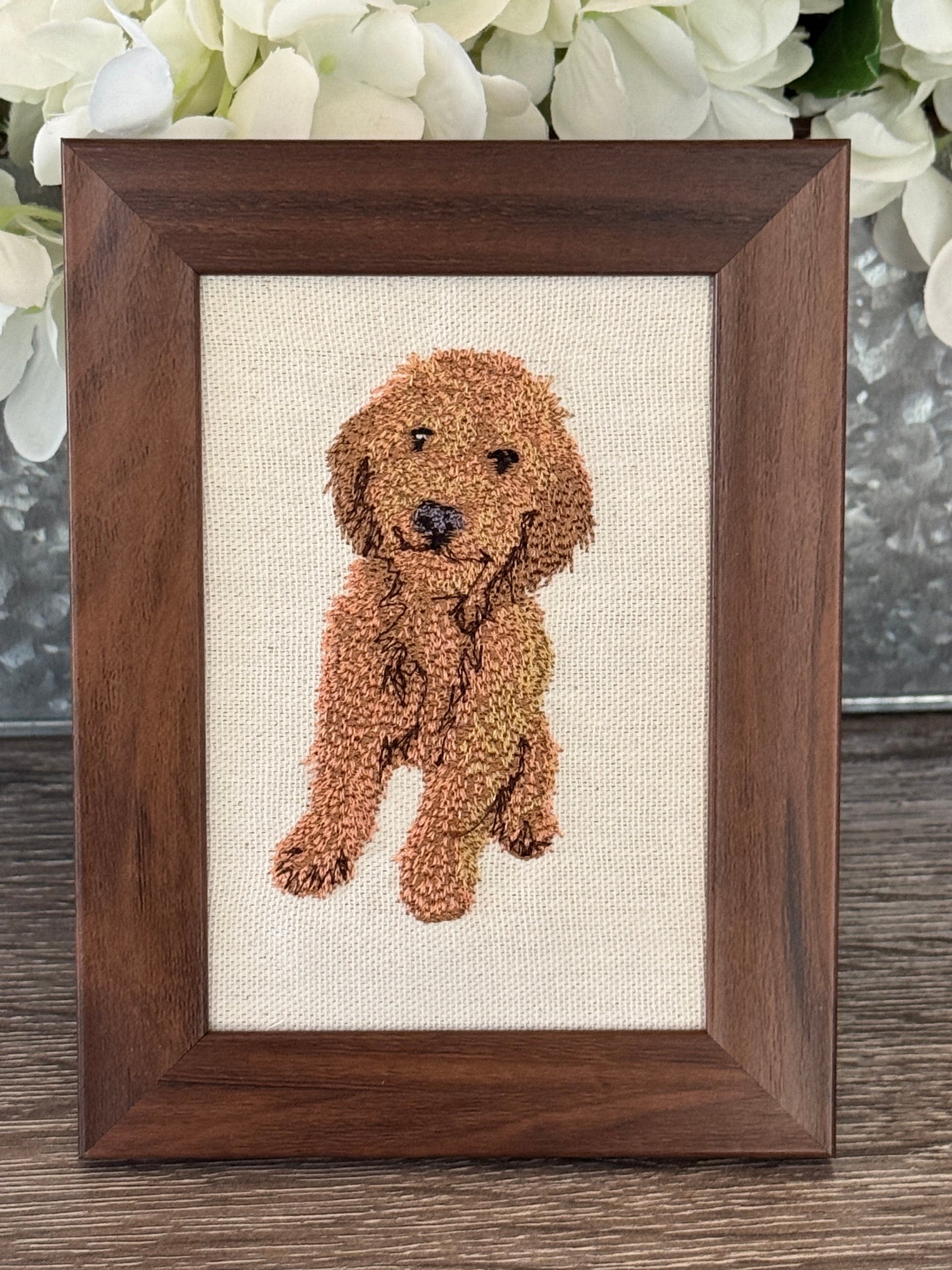 Goldendoodle Machine Embroidered Art | Framed Dog Breed Décor