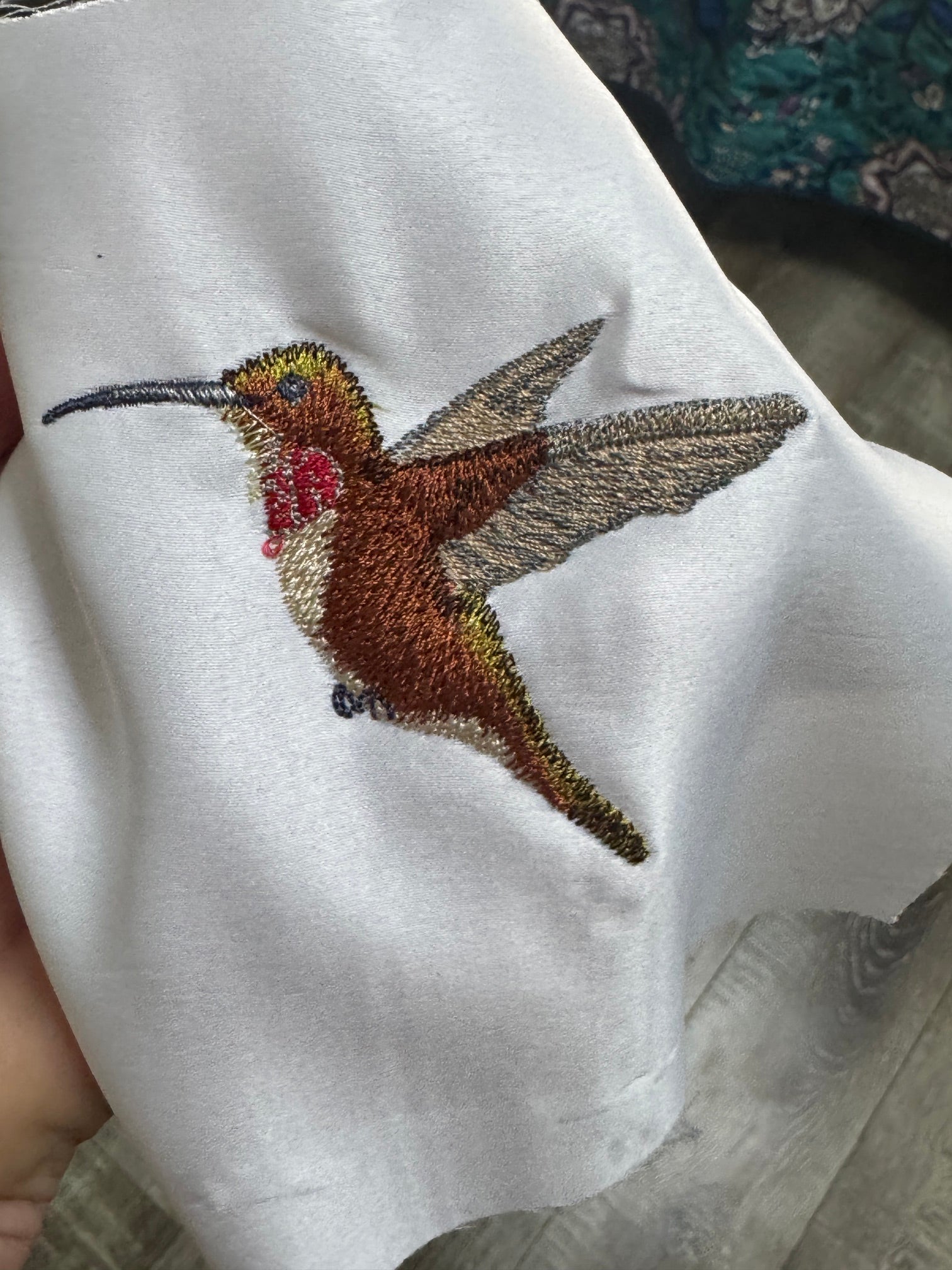 Hummingbird Machine Embroidered Art | Framed Bird Décor