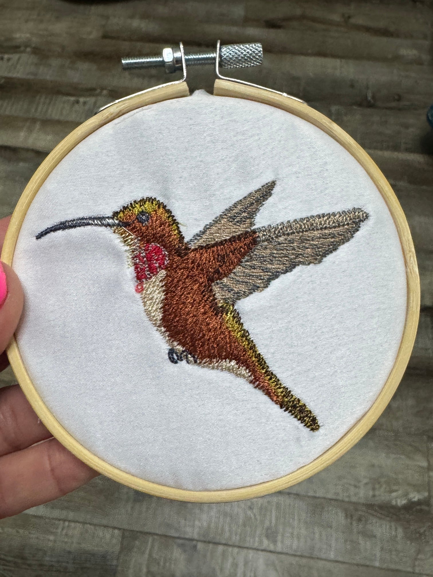 Hummingbird Machine Embroidered Art | Framed Bird Décor
