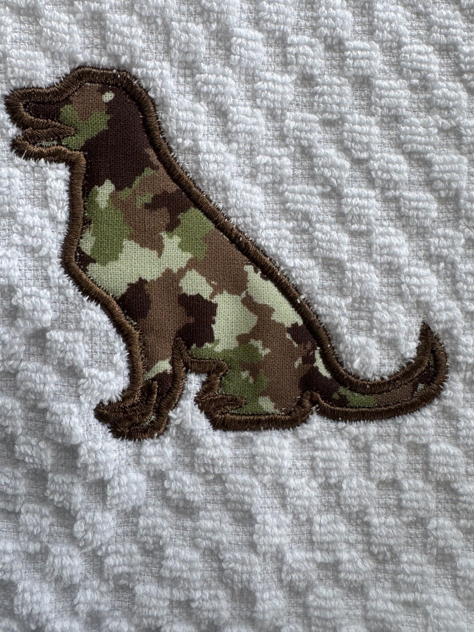 Labrador Retriever Camo Applique Embroidered Kitchen Towel