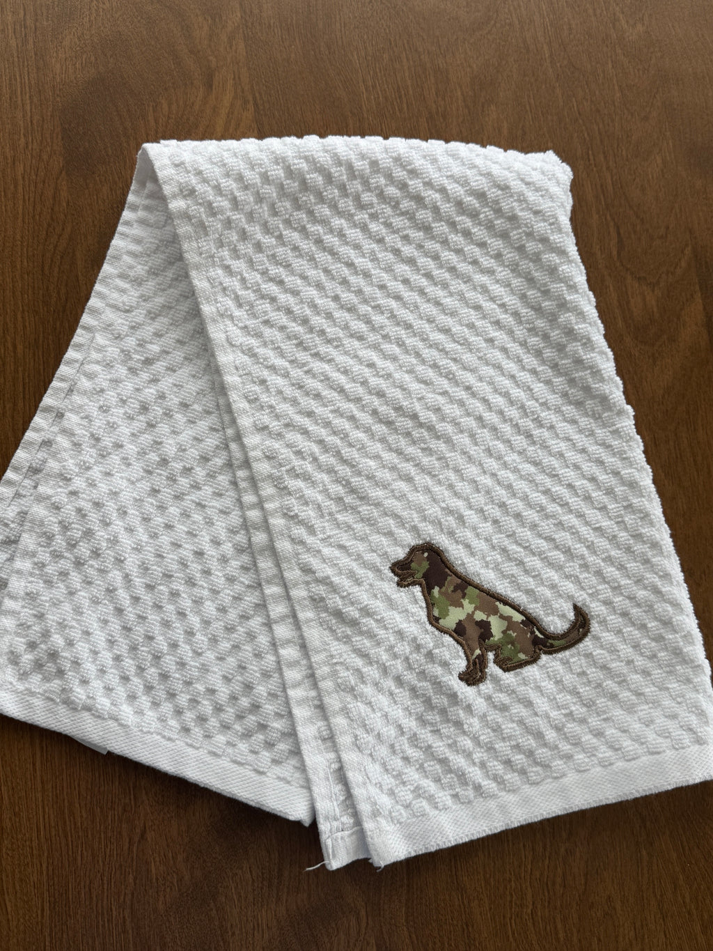 Labrador Retriever Camo Applique Embroidered Kitchen Towel