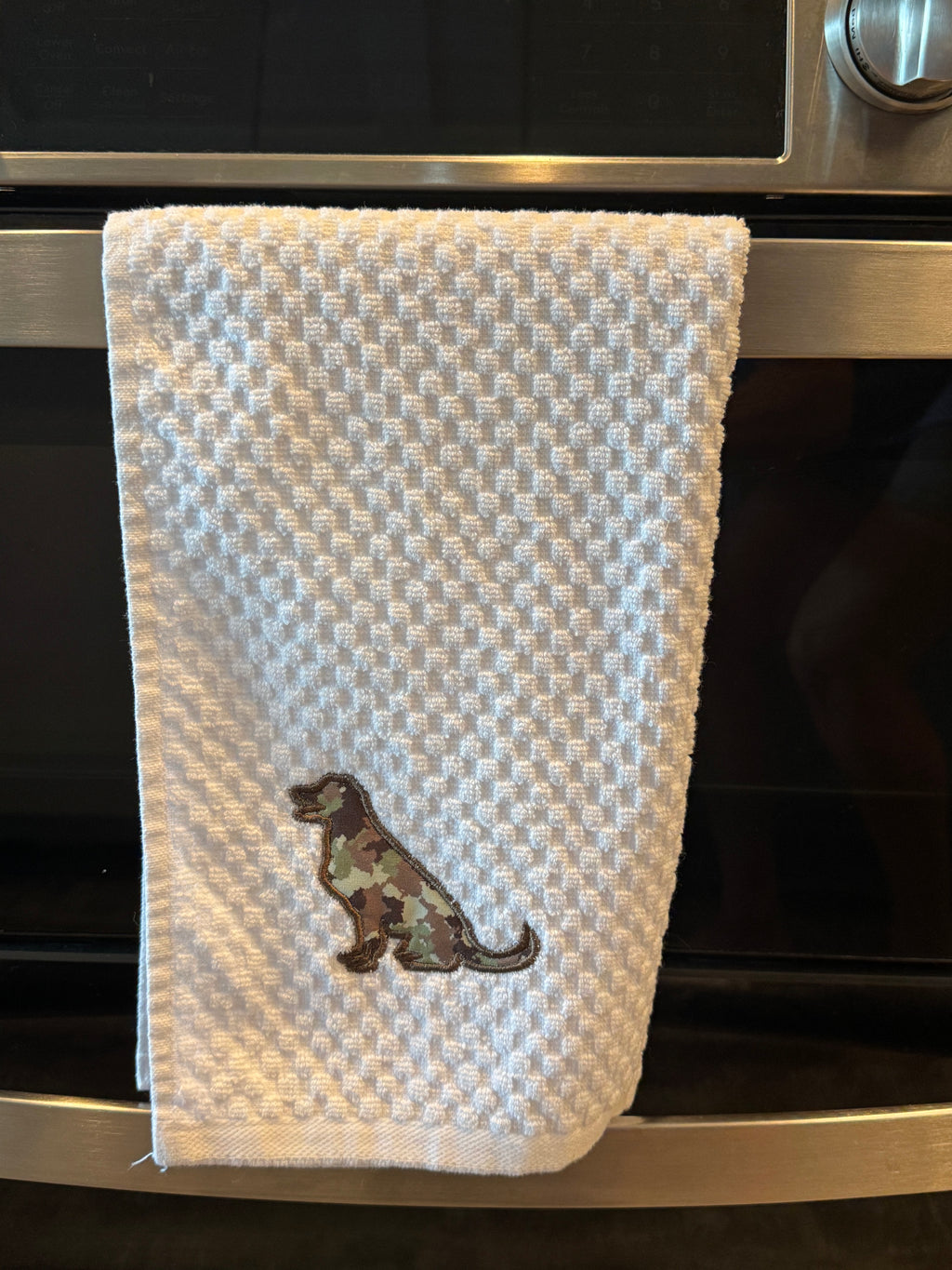 Labrador Retriever Camo Applique Embroidered Kitchen Towel