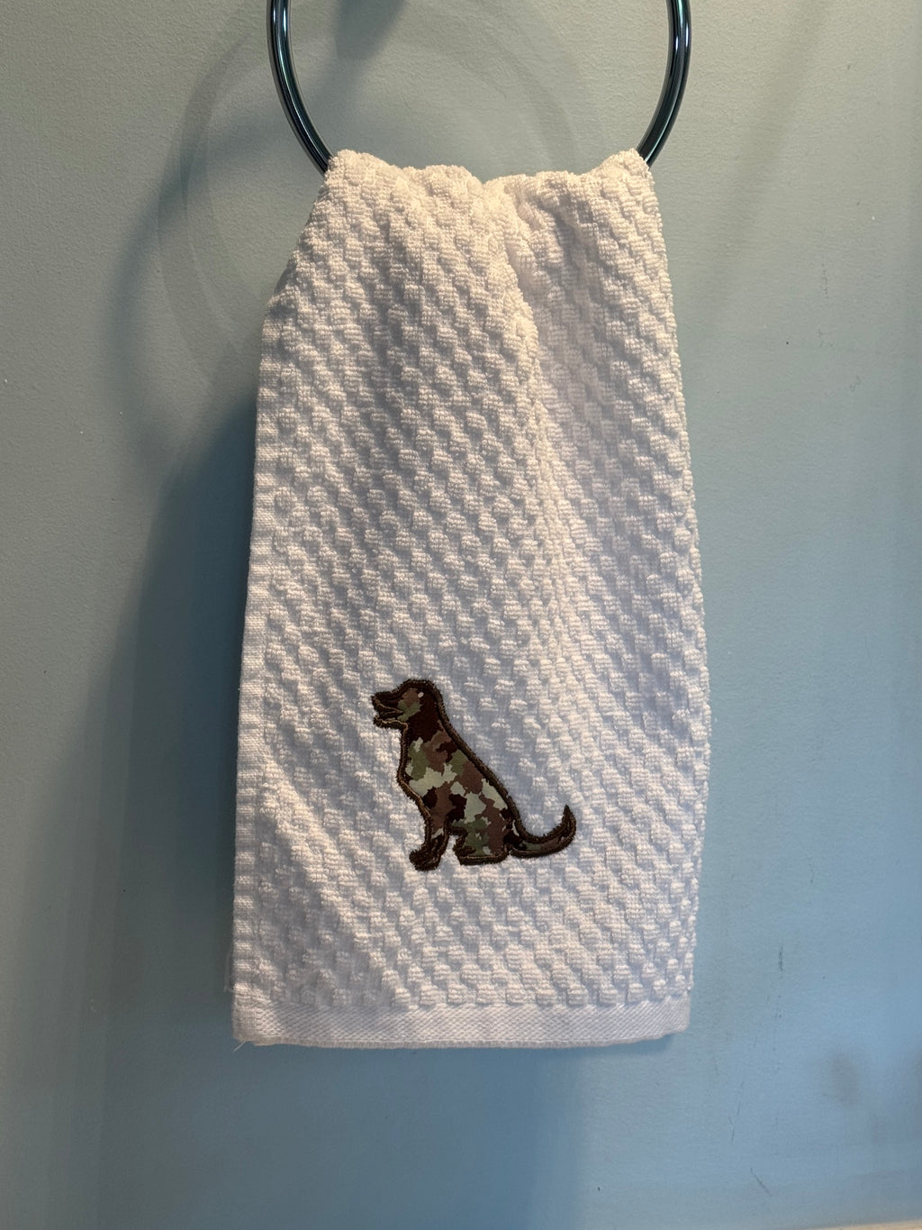 Labrador Retriever Camo Applique Embroidered Kitchen Towel
