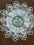 "Praise God From Whom All Blessings Flow" Machine Embroidered Doily