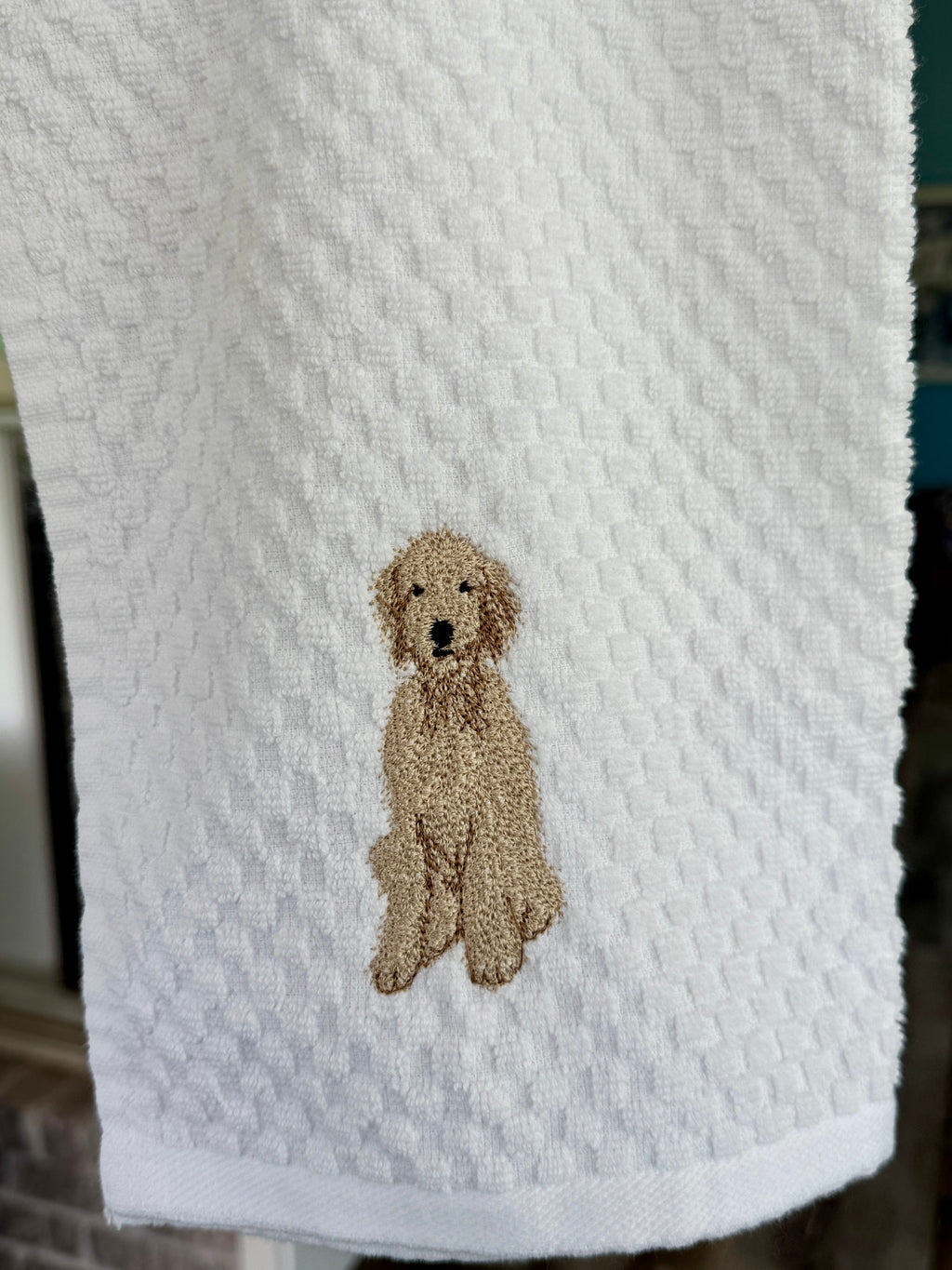 Poodle Doodle Machine Embroidered Kitchen Towel