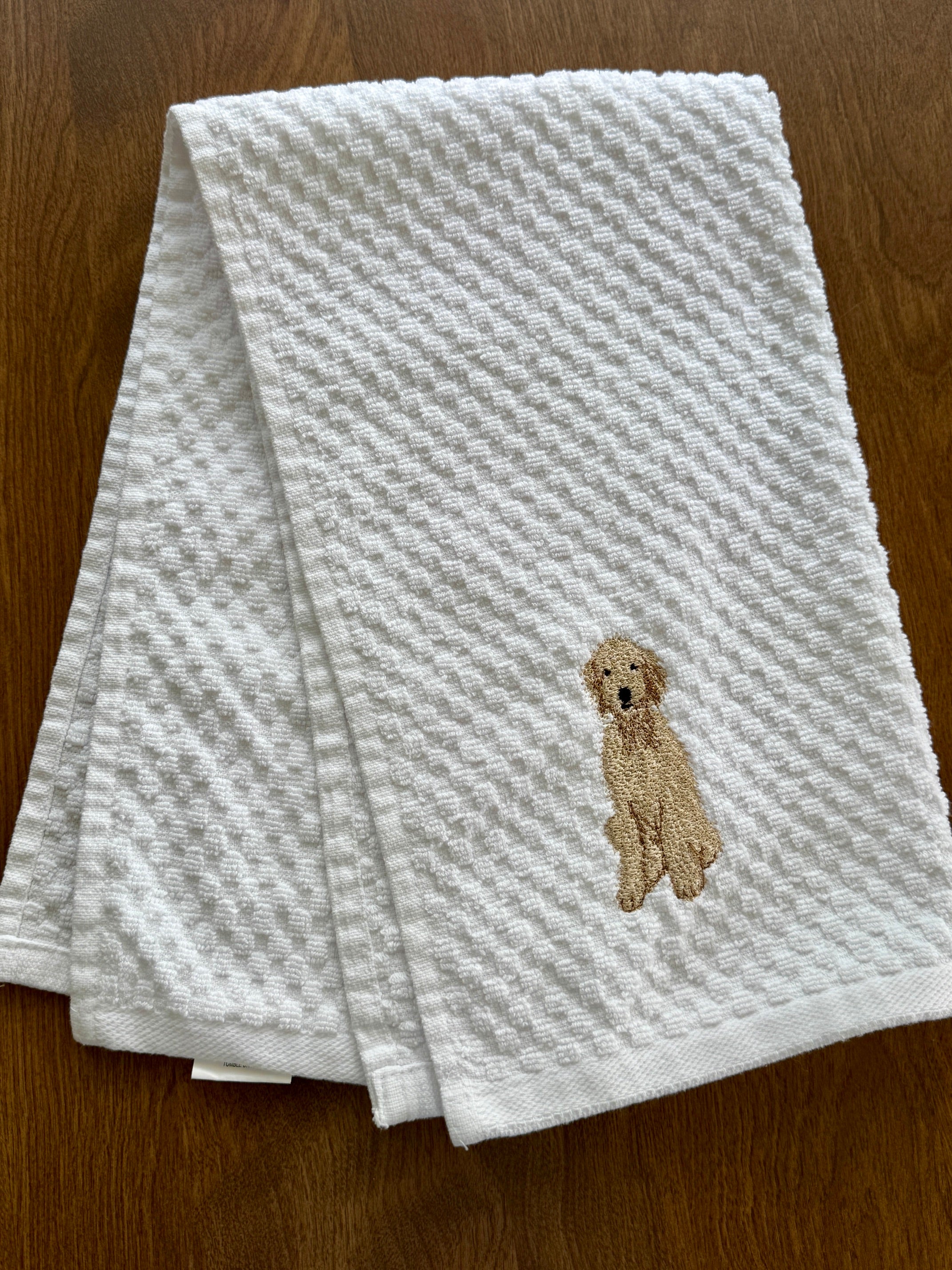 Poodle Doodle Machine Embroidered Kitchen Towel
