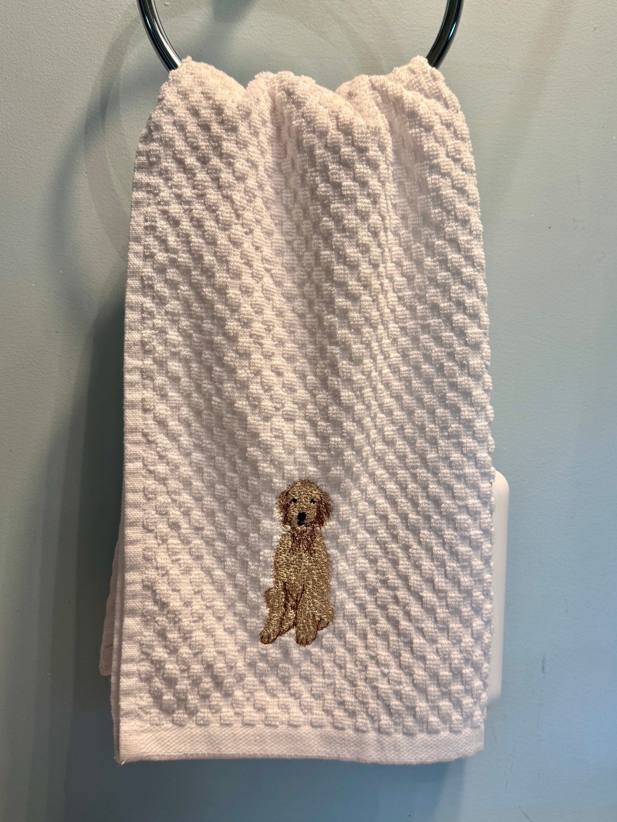 Poodle Doodle Machine Embroidered Kitchen Towel