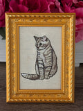 Tabby Cat Machine Embroidered Framed Art