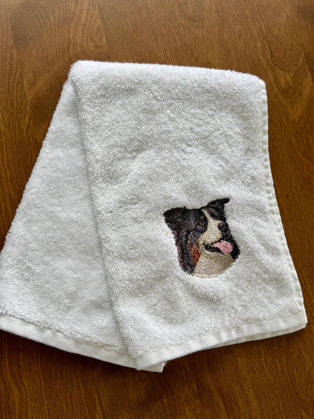 Australian Shepherd Machine Embroidered Hand Towel