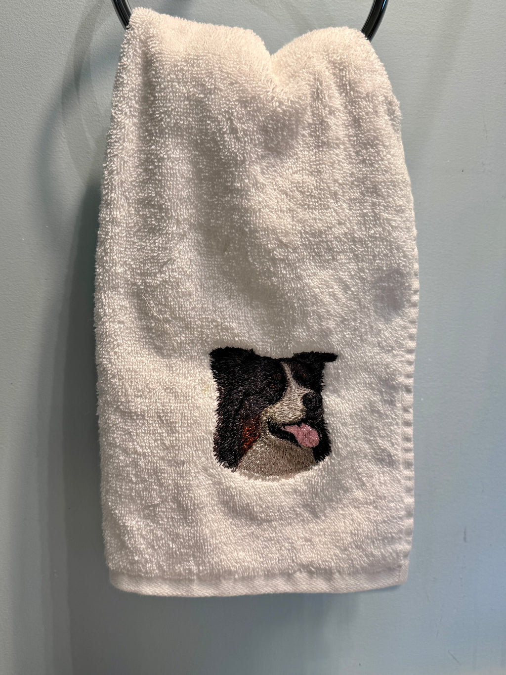 Australian Shepherd Machine Embroidered Hand Towel