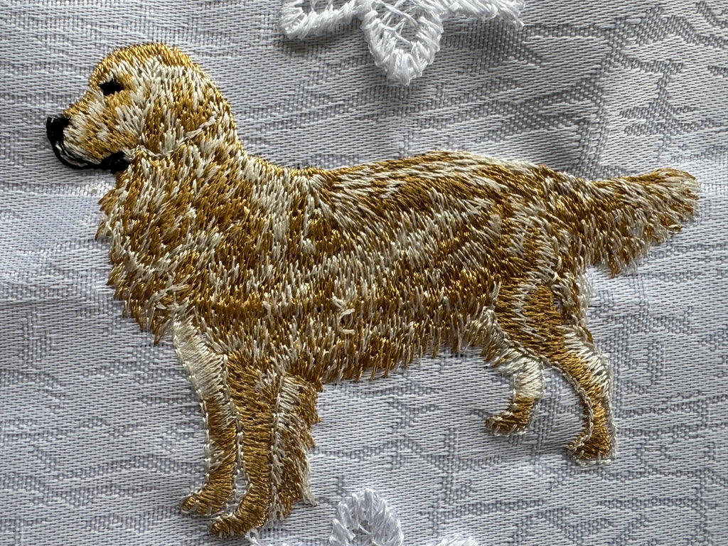 Golden Retriever Embroidered Doily