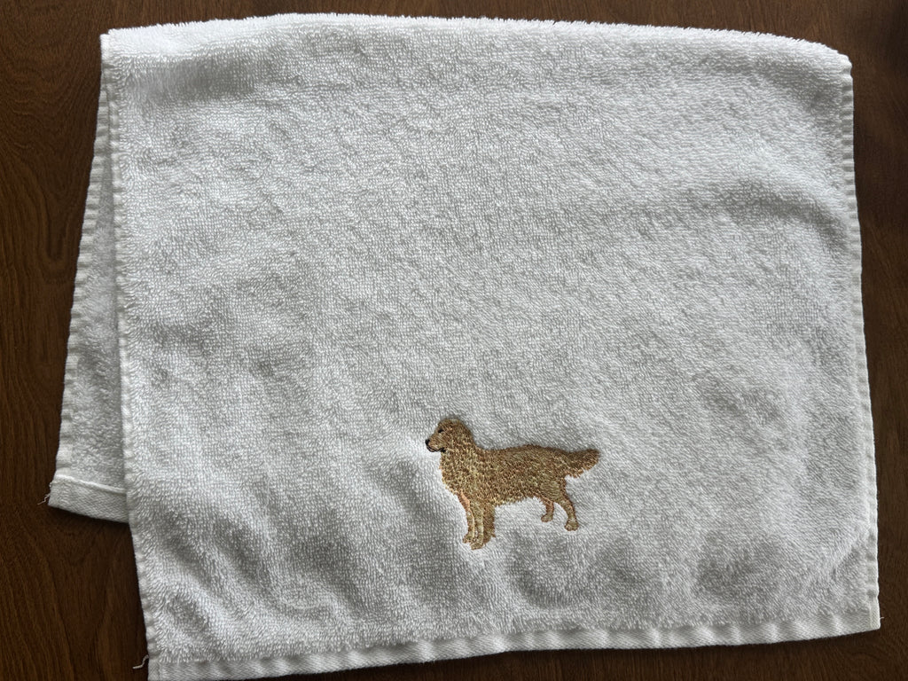 Golden Retriever Machine Embroidered Hand Towel