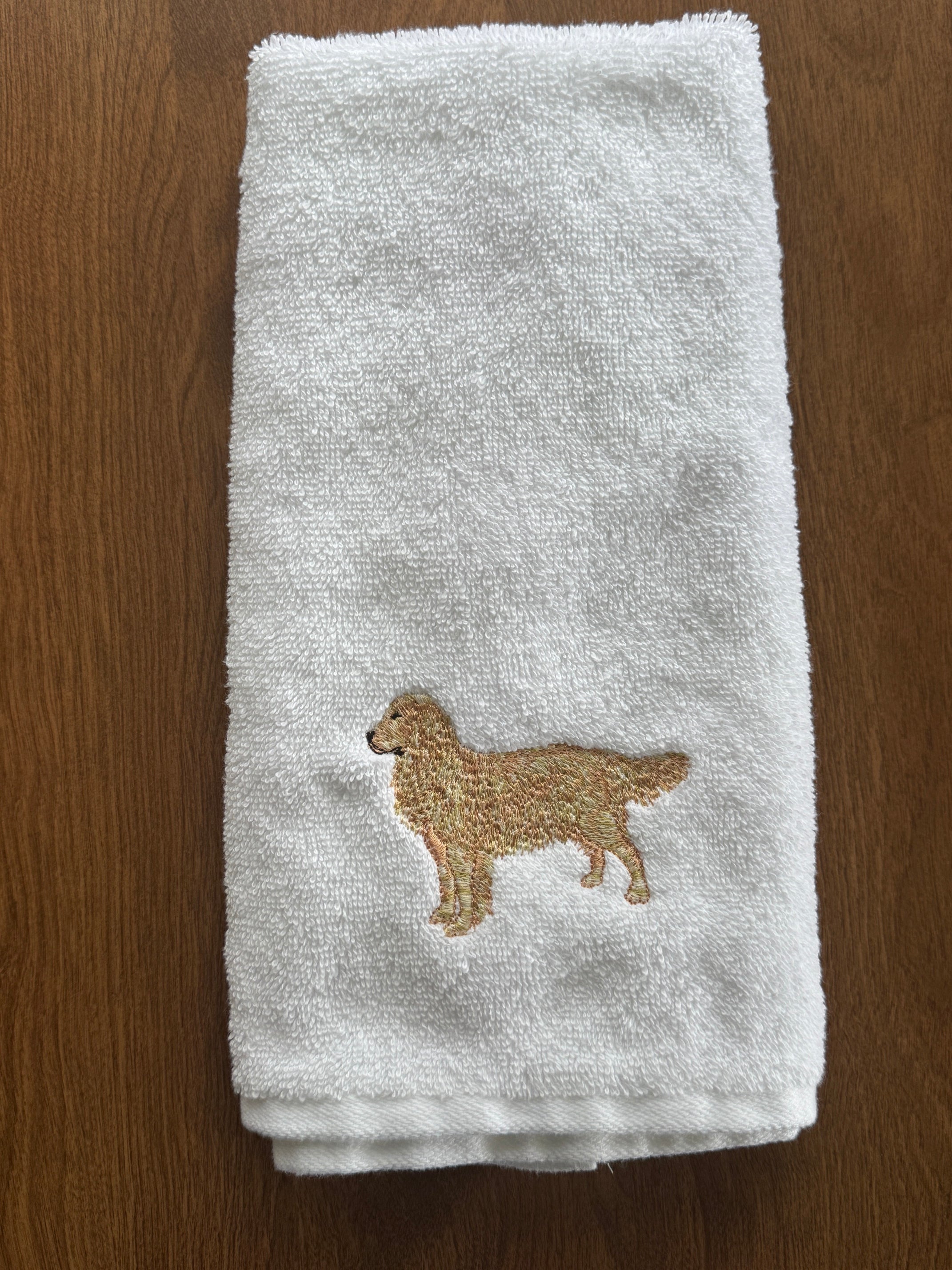 Golden Retriever Machine Embroidered Hand Towel