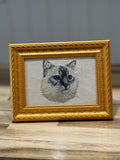 Cat Machine Embroidered Framed Art | Feline Tabletop Decor