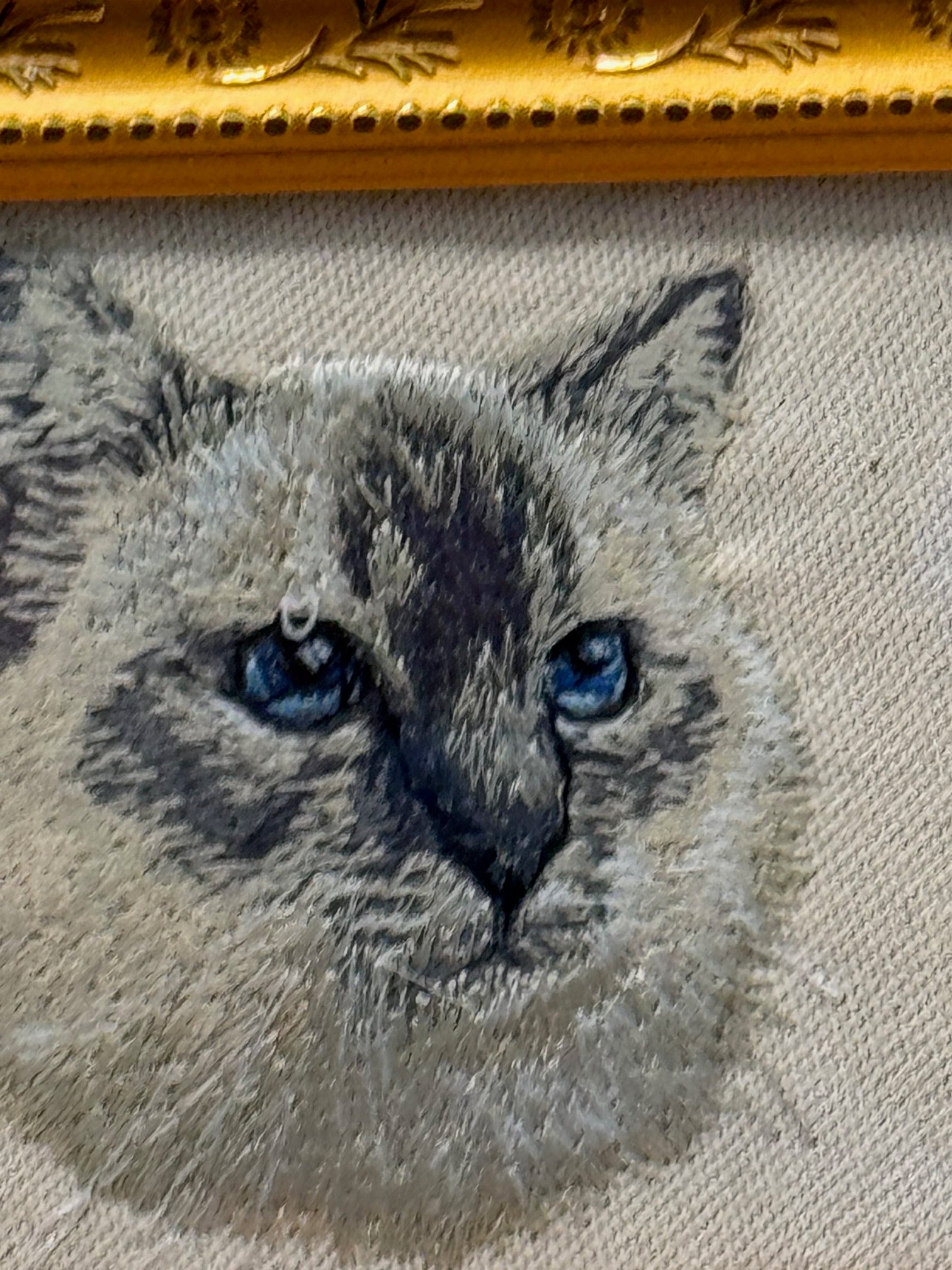 Cat Machine Embroidered Framed Art | Feline Tabletop Decor