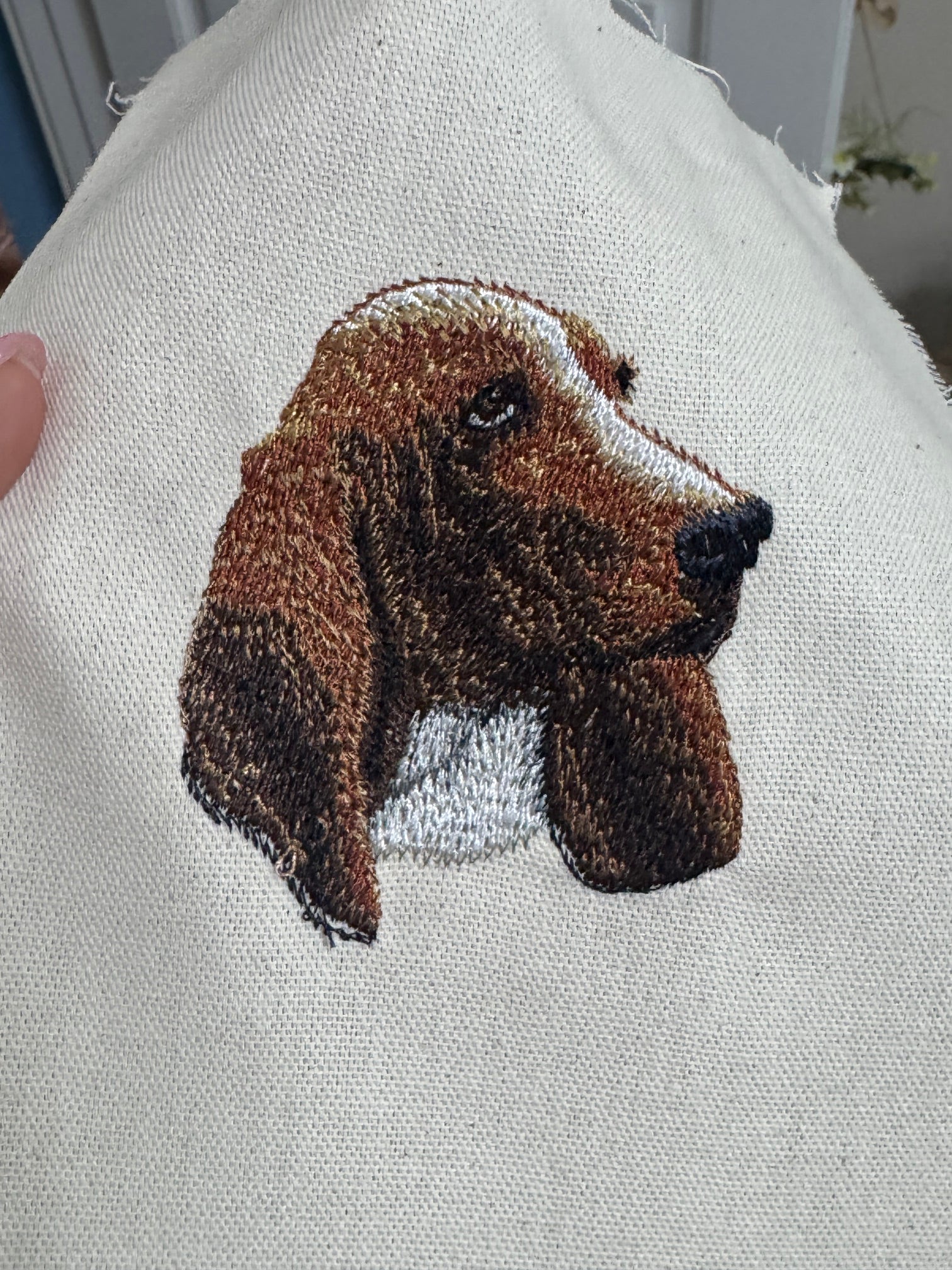 Basset Hound Machine Embroidered Framed Art | Tabletop Decor for Home or Office