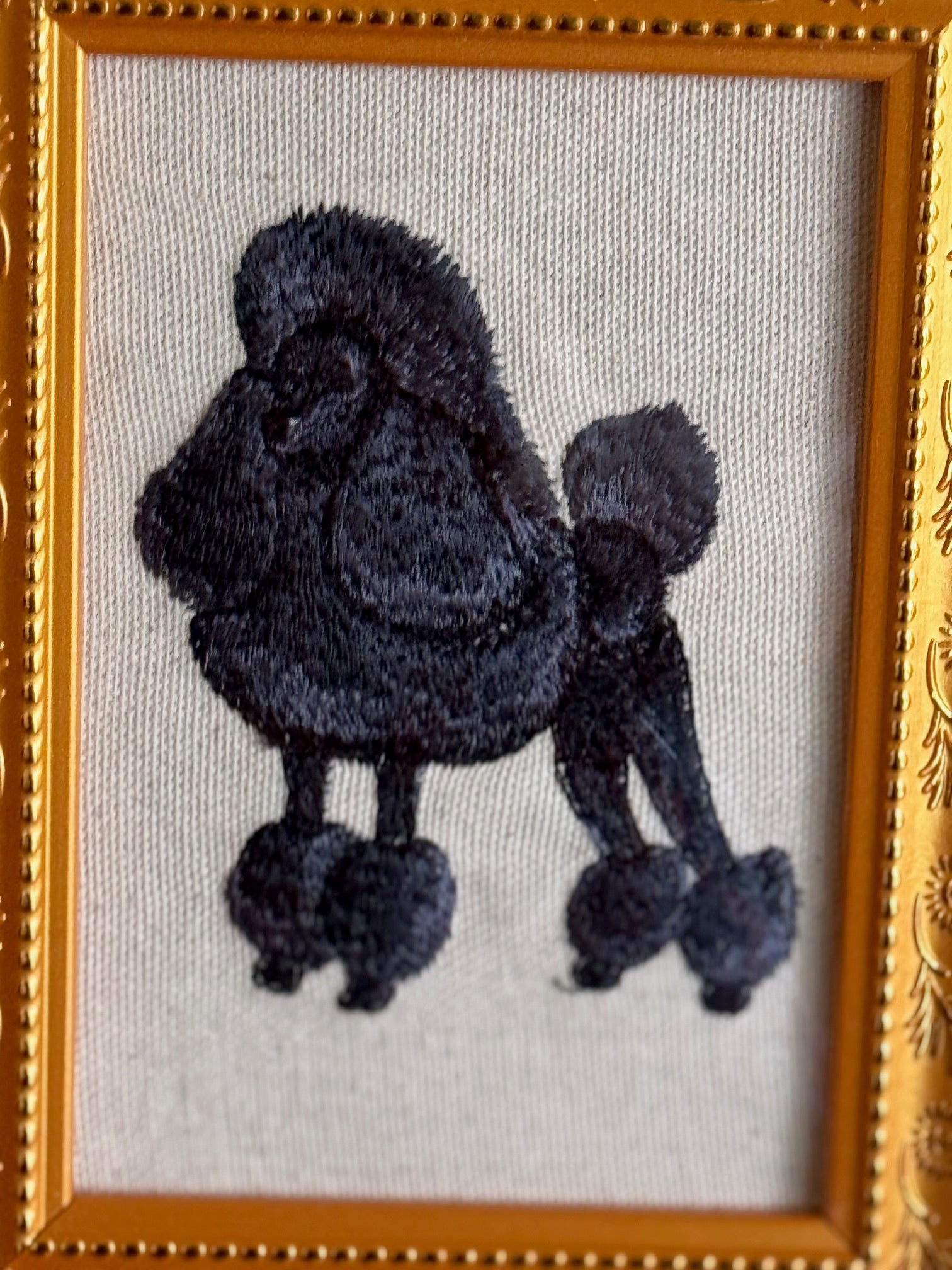 Poodle Dog Machine Embroidered Framed Art — Tabletop Decor for Home or Office