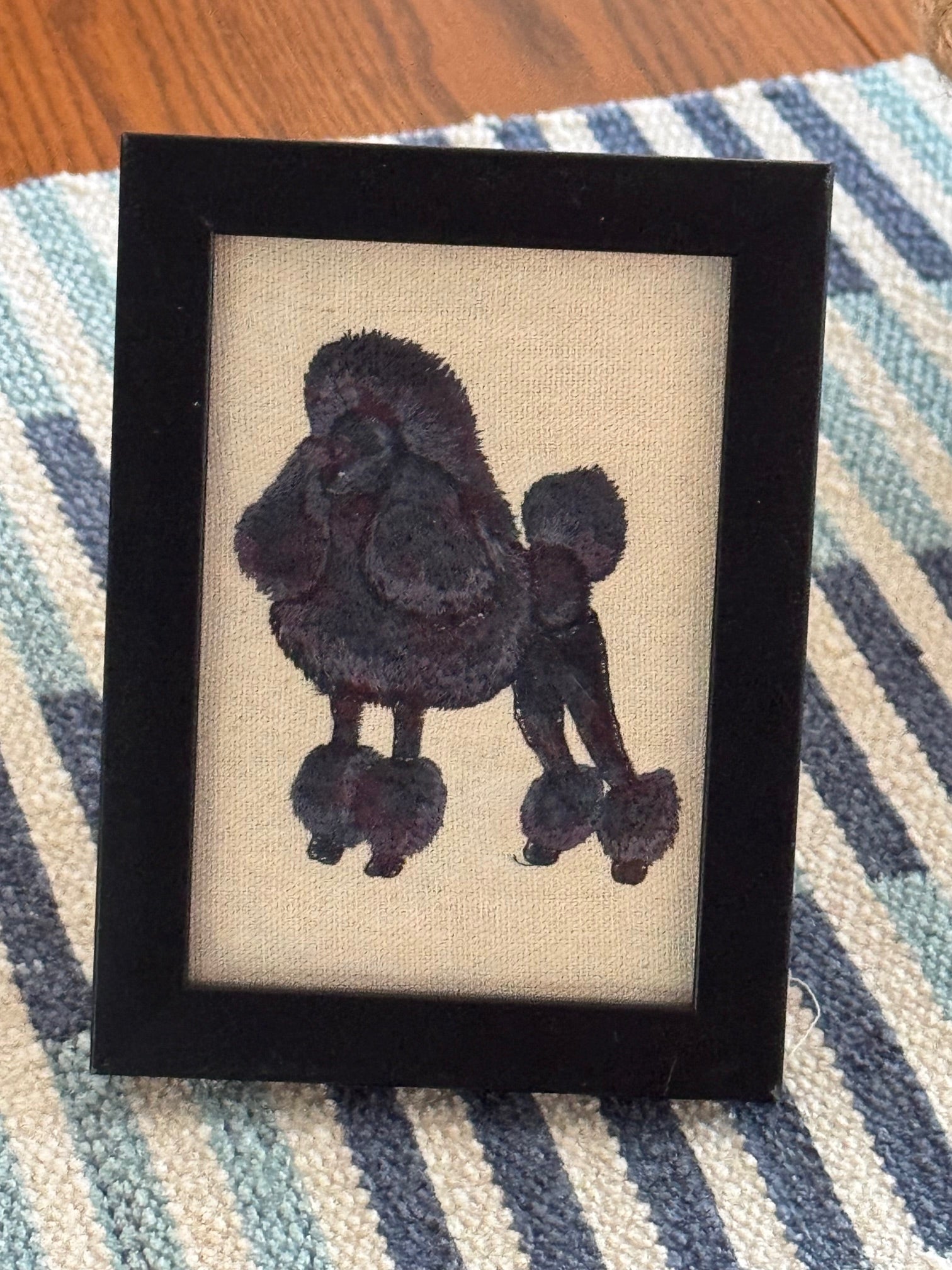Poodle Dog Machine Embroidered Framed Art — Tabletop Decor for Home or Office