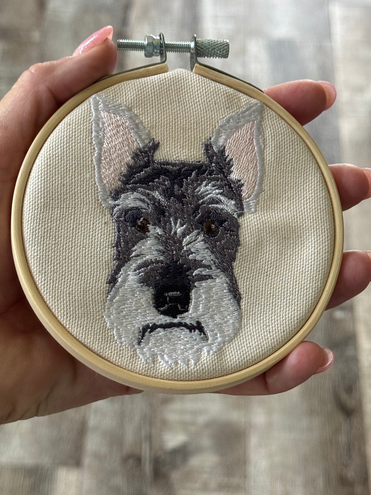 Schnauzer Machine Embroidered Art No. 2 | Framed Dog Breed Décor