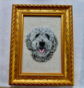 Goldendoodle Machine Embroidered Framed Art | Tabletop Decor for Home or Office