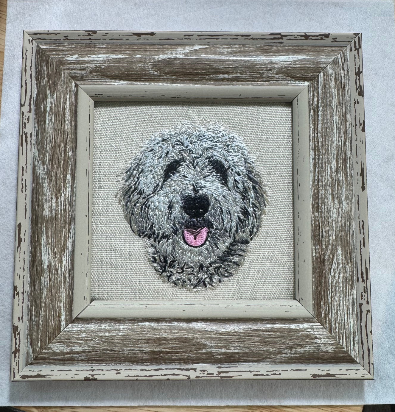 Goldendoodle Machine Embroidered Framed Art | Tabletop Decor for Home or Office