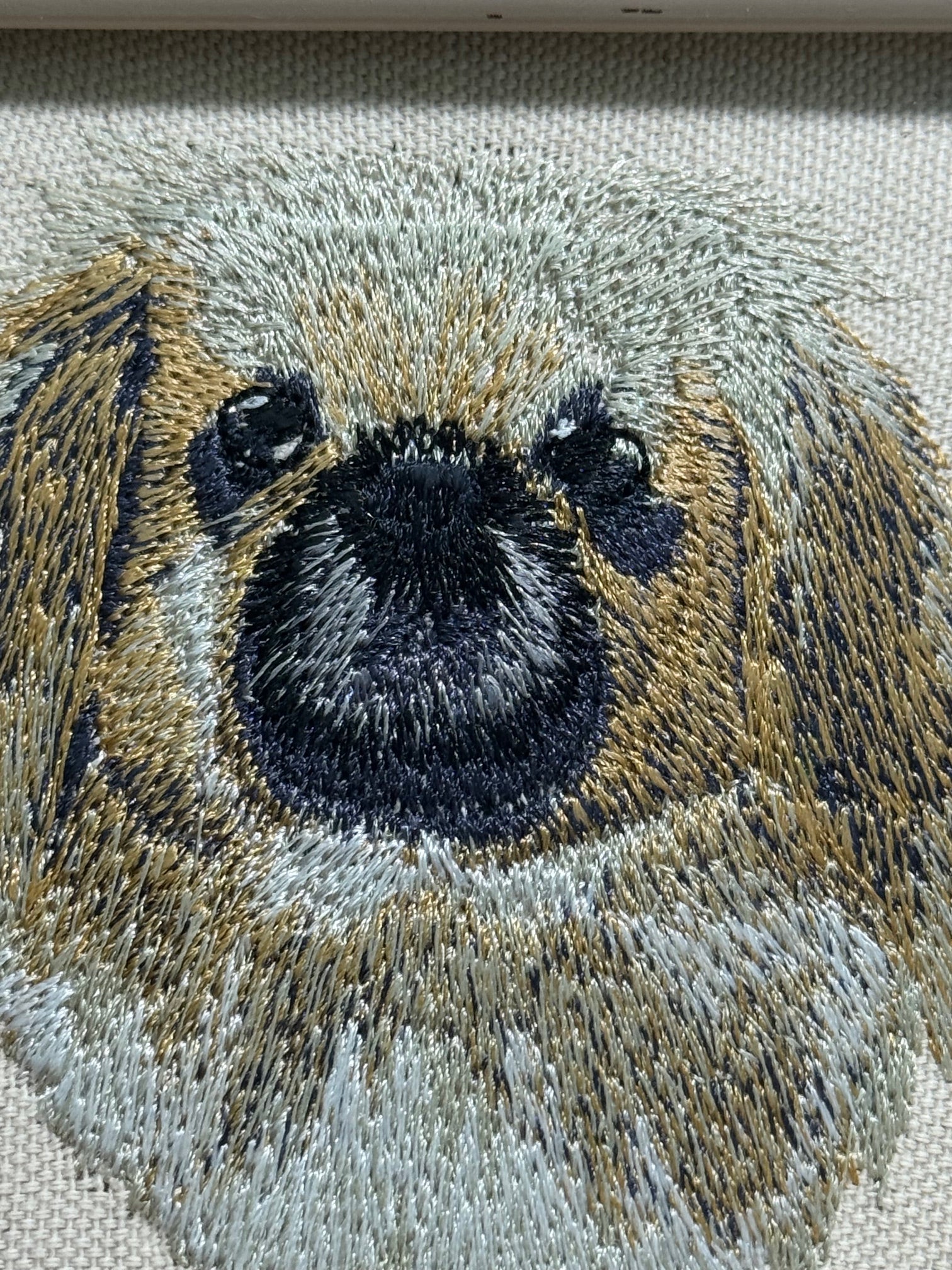 Pekingese Machine Embroidered Art | Framed Dog Breed Décor