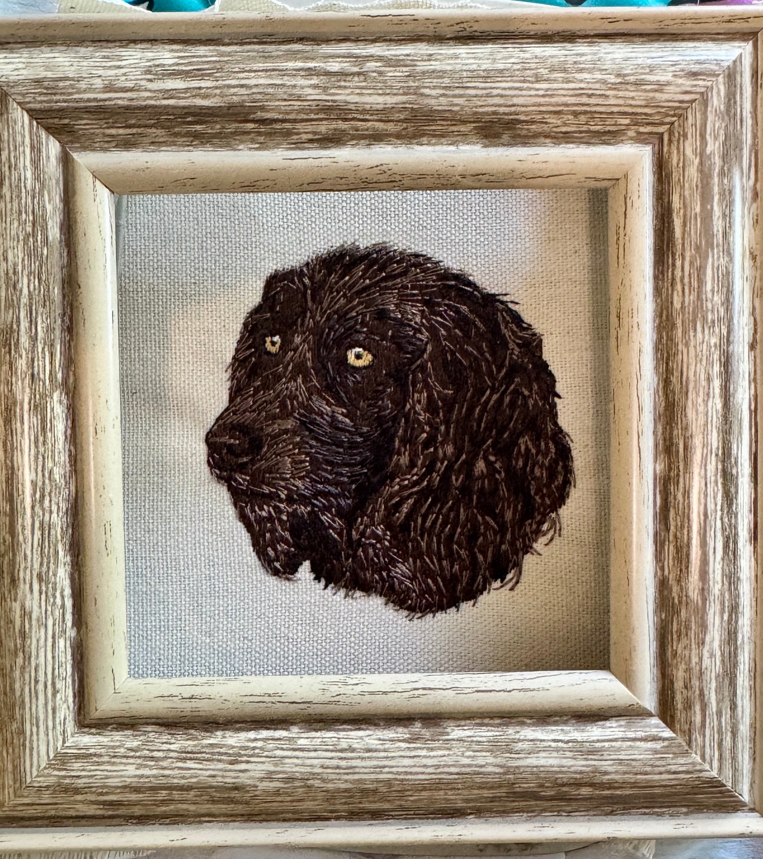 Boykin Spaniel Machine Embroidered Framed Art
