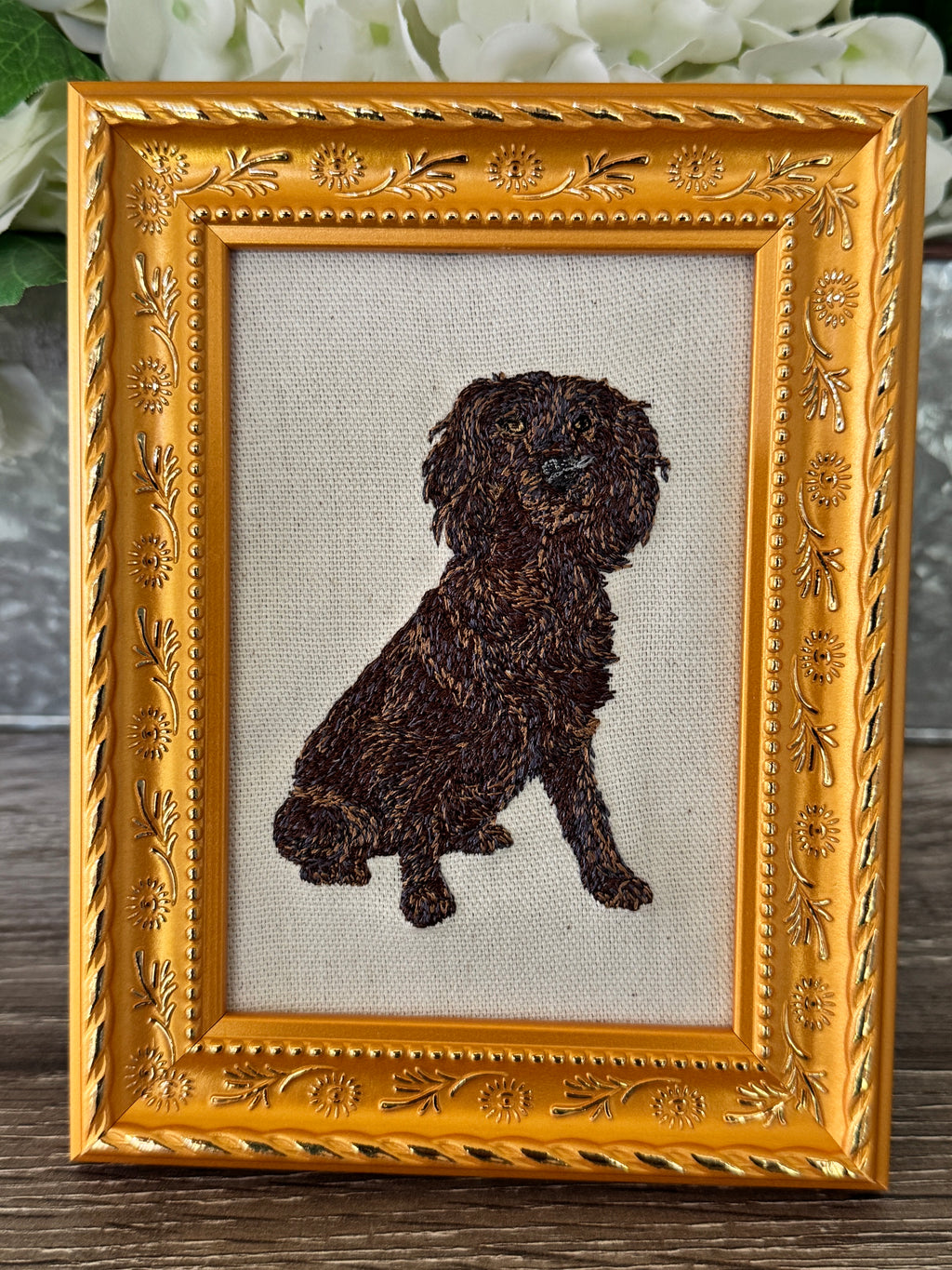 Boykin Spaniel Machine Embroidered Framed Art | Tabletop Decor