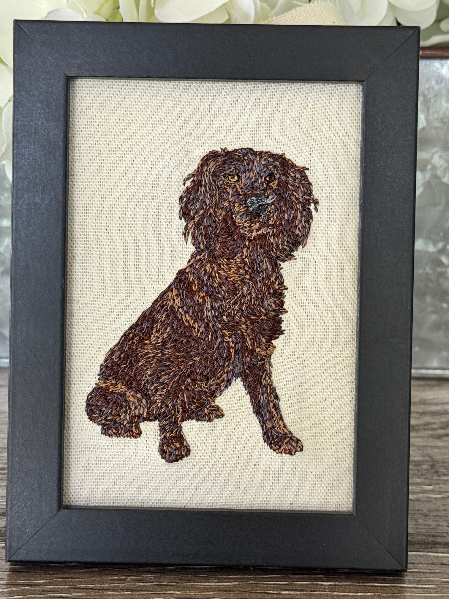 Boykin Spaniel Machine Embroidered Framed Art | Tabletop Decor