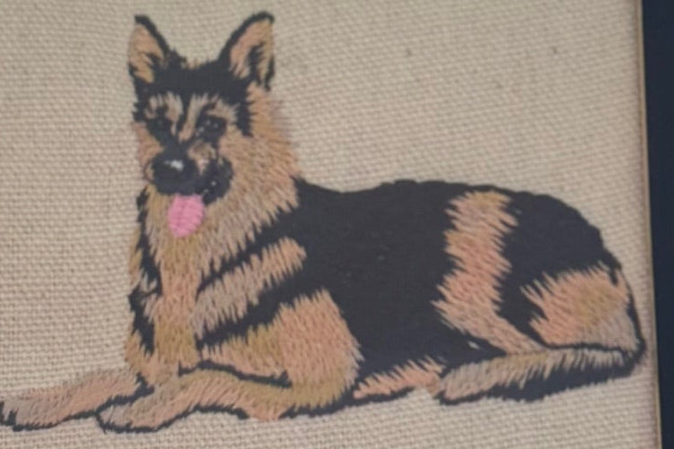 German Shepherd Machine Embroidered Art No. 2 | Framed Dog Breed Décor
