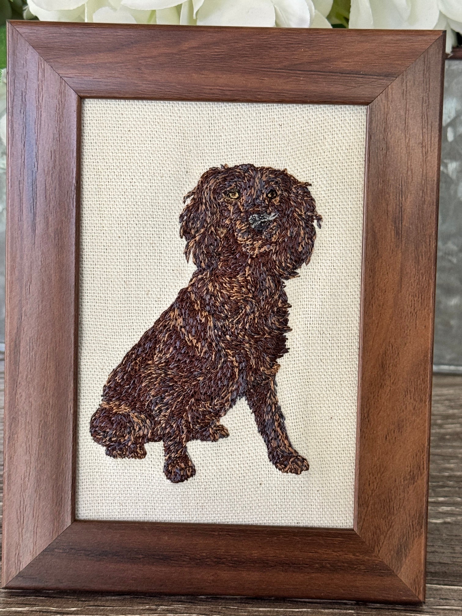 Boykin Spaniel Machine Embroidered Framed Art | Tabletop Decor