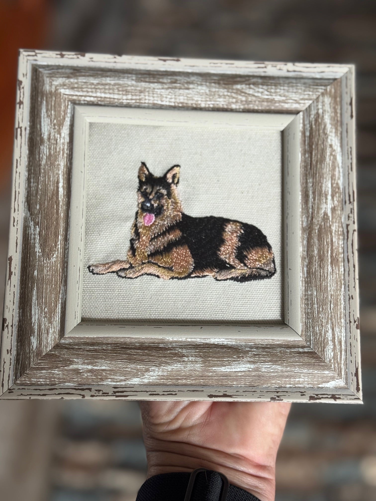 German Shepherd Machine Embroidered Art No. 2 | Framed Dog Breed Décor