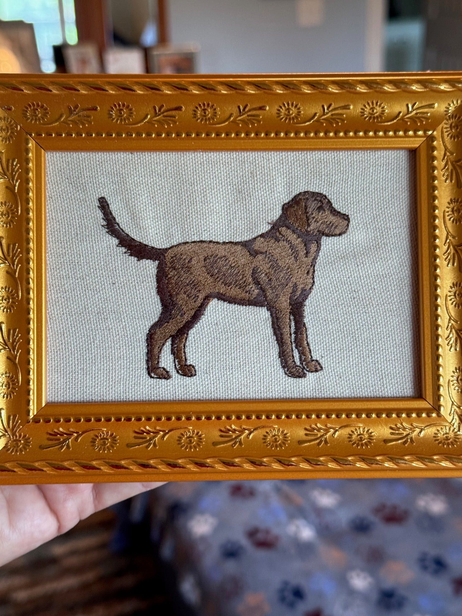Chocolate Labrador Retriever Machine Embroidered Art No. 2 | Framed Dog Breed Décor