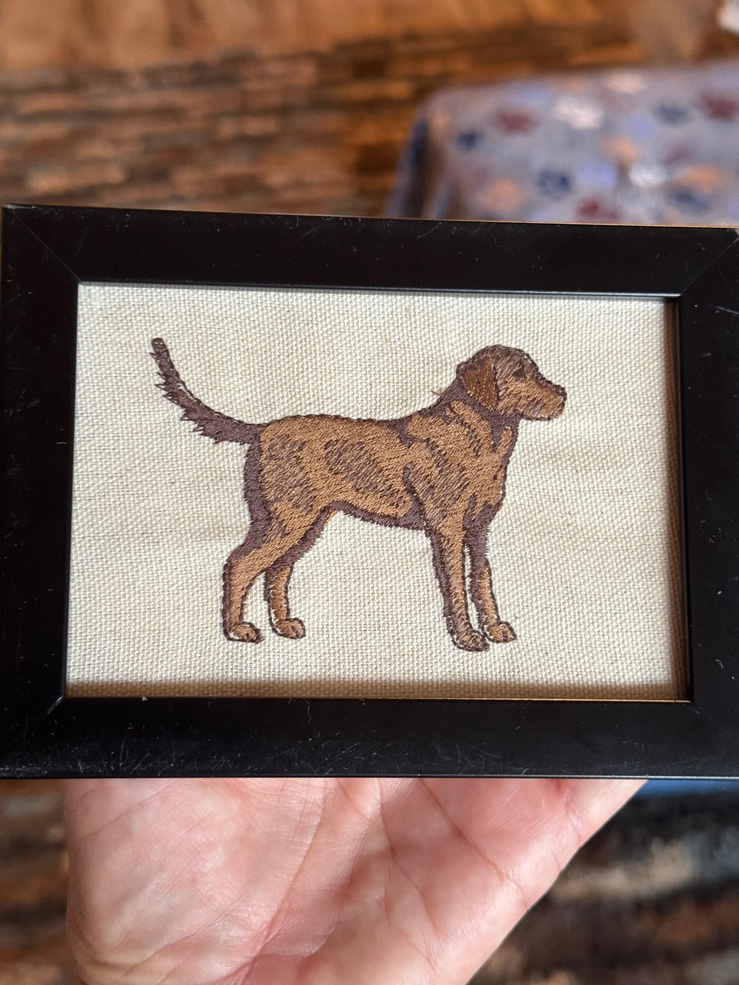 Chocolate Labrador Retriever Machine Embroidered Art No. 2 | Framed Dog Breed Décor