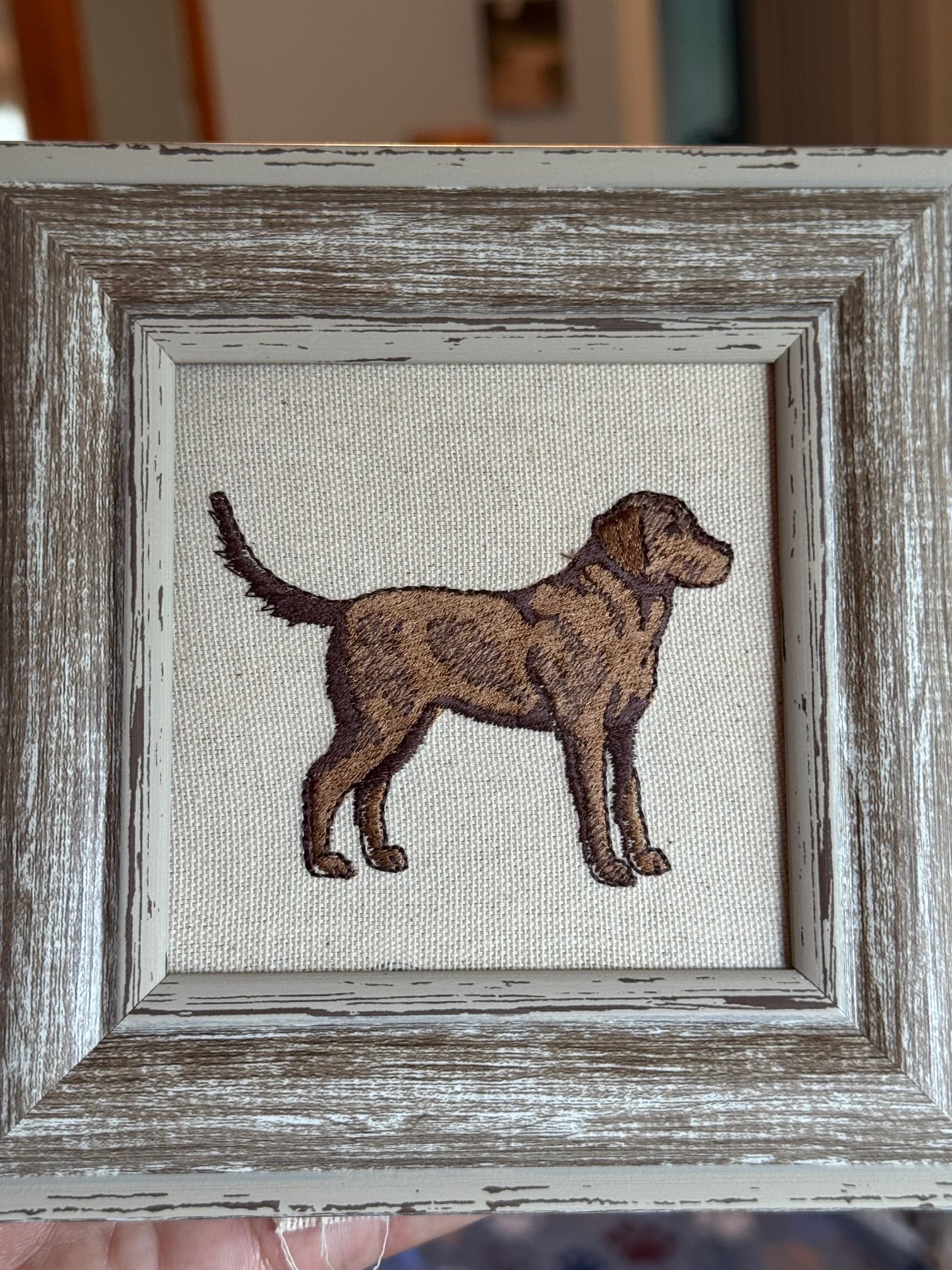 Chocolate Labrador Retriever Machine Embroidered Art No. 2 | Framed Dog Breed Décor