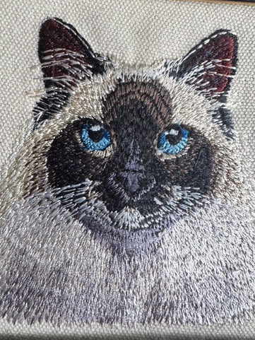 Birman Cat Machine Embroidered Art No. 2 | Framed Cat Breed Décor