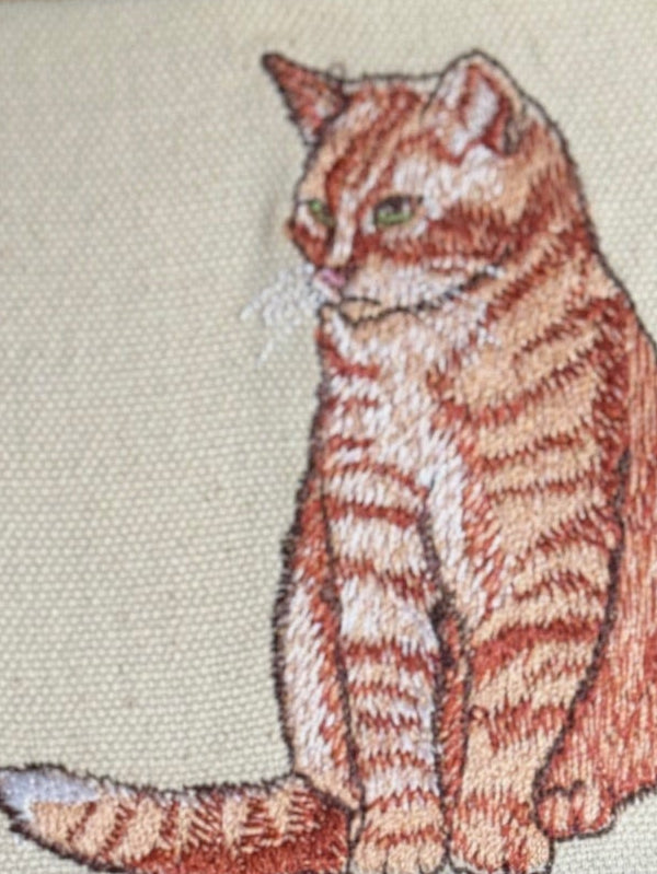 Tabby Cat Machine Embroidered Art | Framed Cat Breed Décor