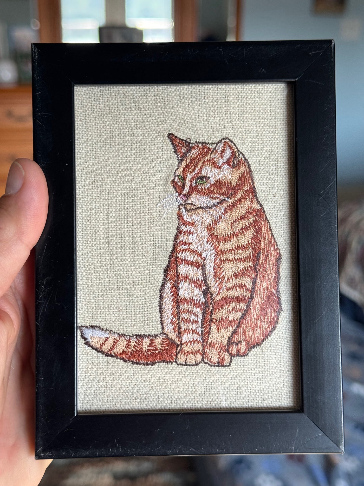 Tabby Cat Machine Embroidered Art | Framed Cat Breed Décor