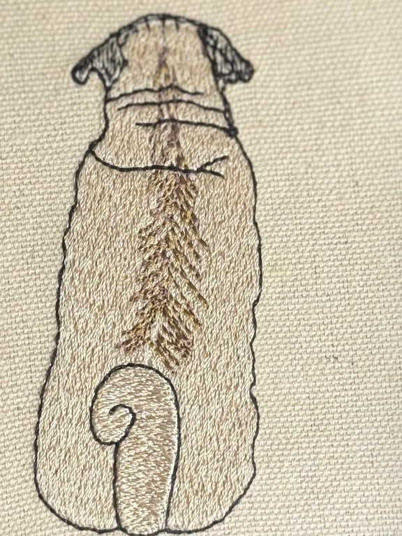Pug Machine Embroidered Art | Framed Dog Breed Décor