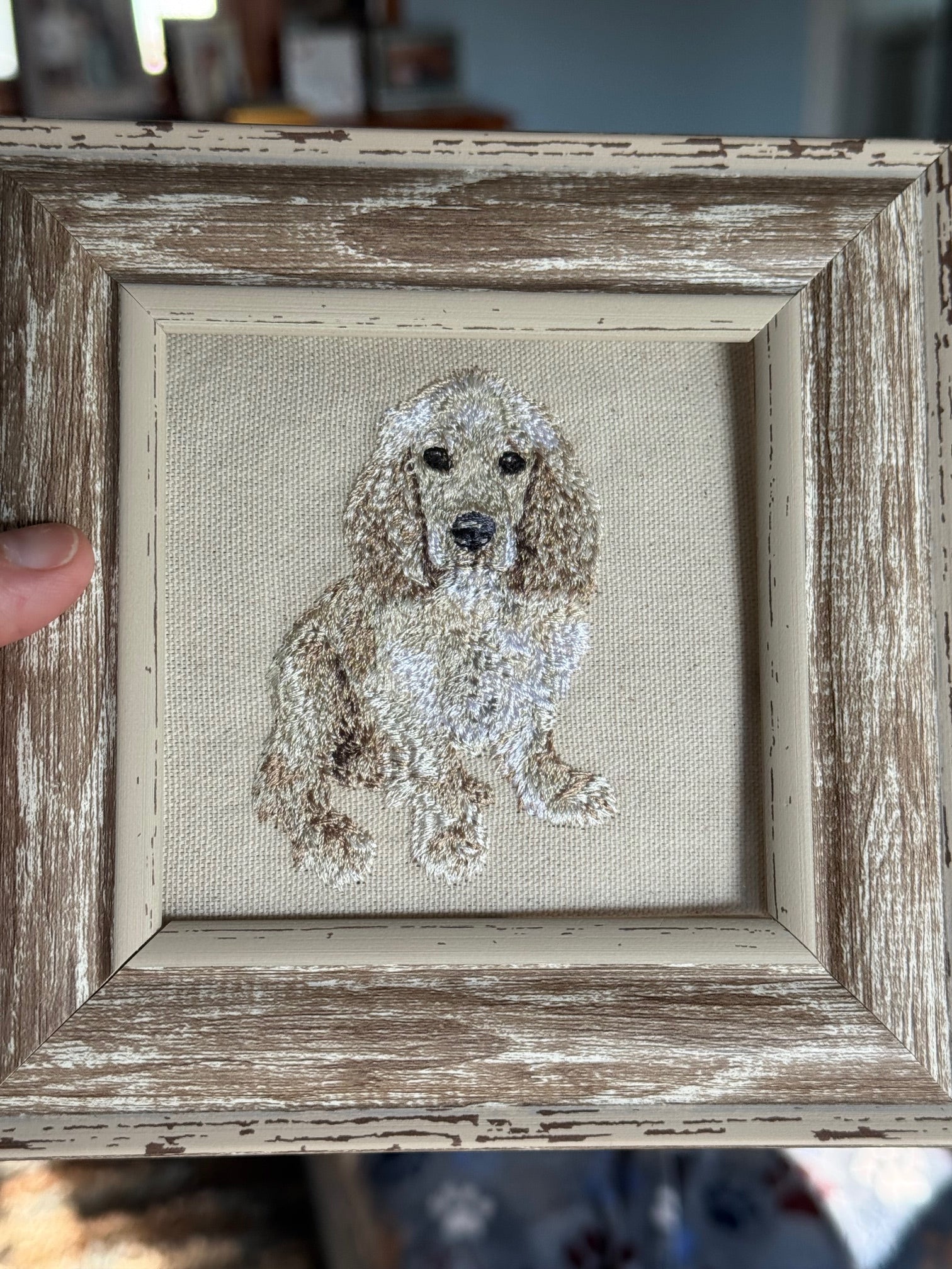 Cocker Spaniel Machine Embroidered Art No. 2 | Framed Dog Breed Décor