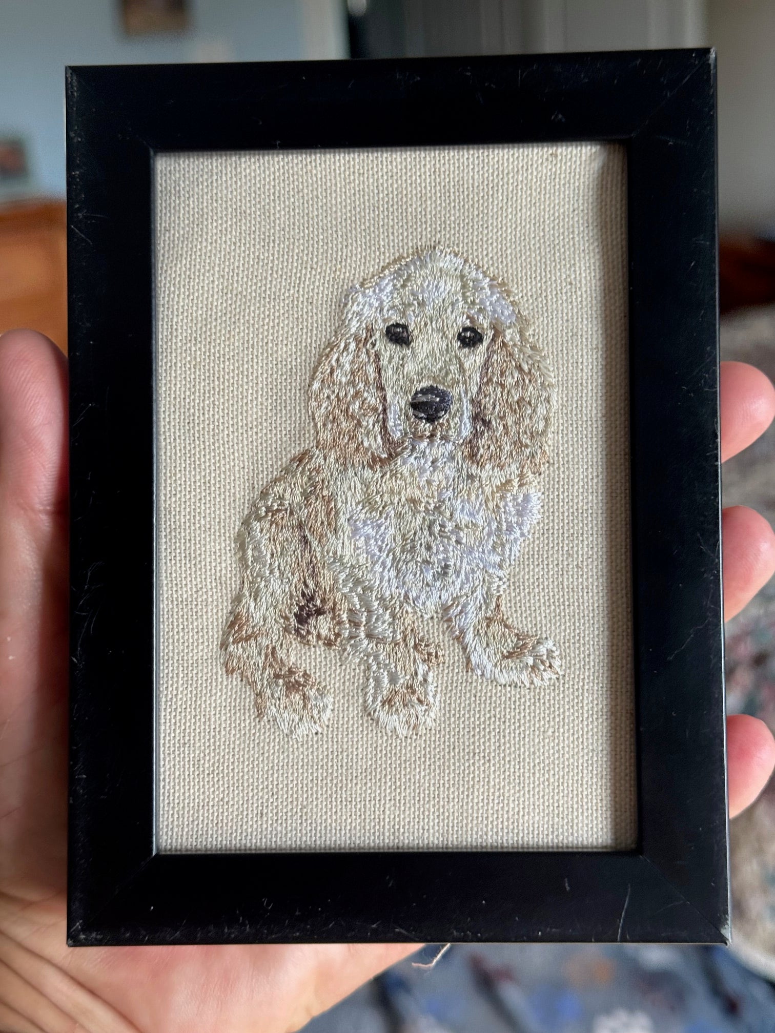 Cocker Spaniel Machine Embroidered Art No. 2 | Framed Dog Breed Décor