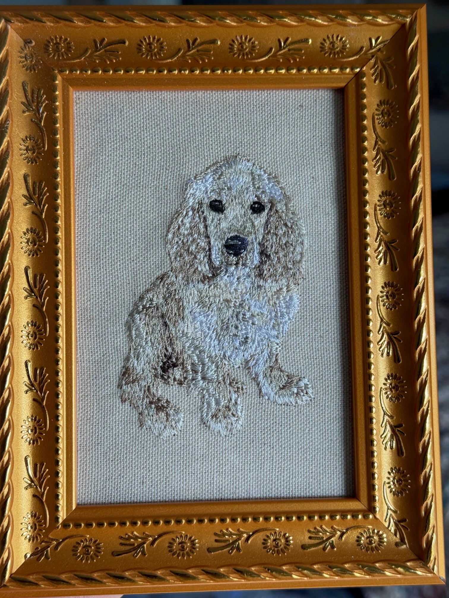 Cocker Spaniel Machine Embroidered Art No. 2 | Framed Dog Breed Décor