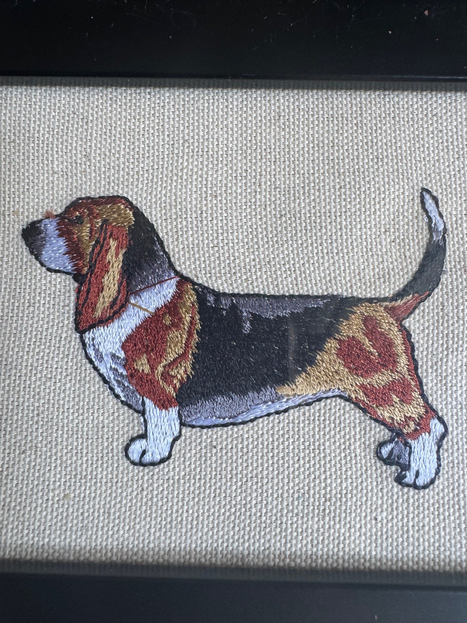 Basset Hound Machine Embroidered Art | Framed Dog Breed Décor