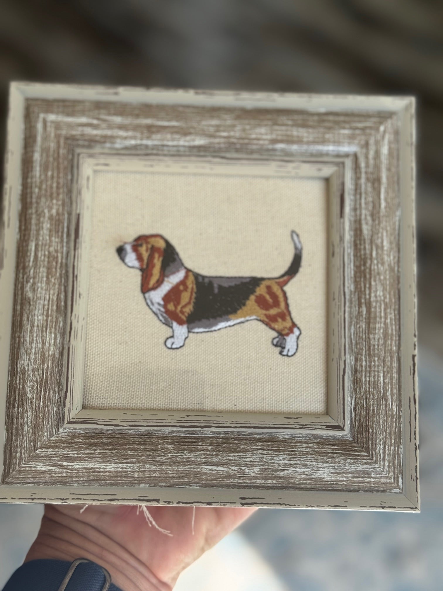 Basset Hound Machine Embroidered Art | Framed Dog Breed Décor