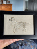 Cream Golden Retriever Machine Embroidered Framed Art | Tabletop Decor