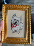 West Highland Terrier Westie Machine Embroidered Framed Art | Tabletop Decor for Home or Office