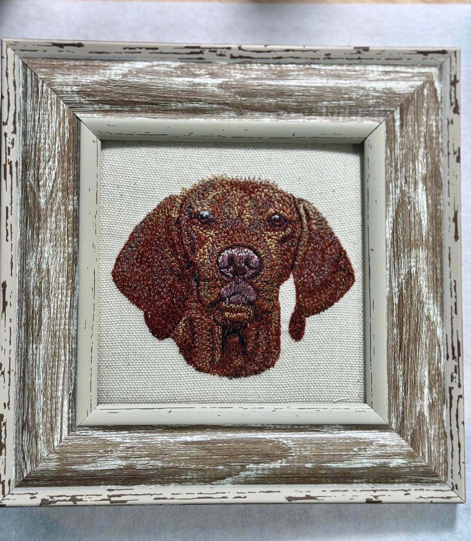 Vizsla Machine Embroidered Framed Art | Tabletop Decor