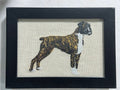 Boxer Dog Machine Embroidered Framed Art | Tabletop Decor